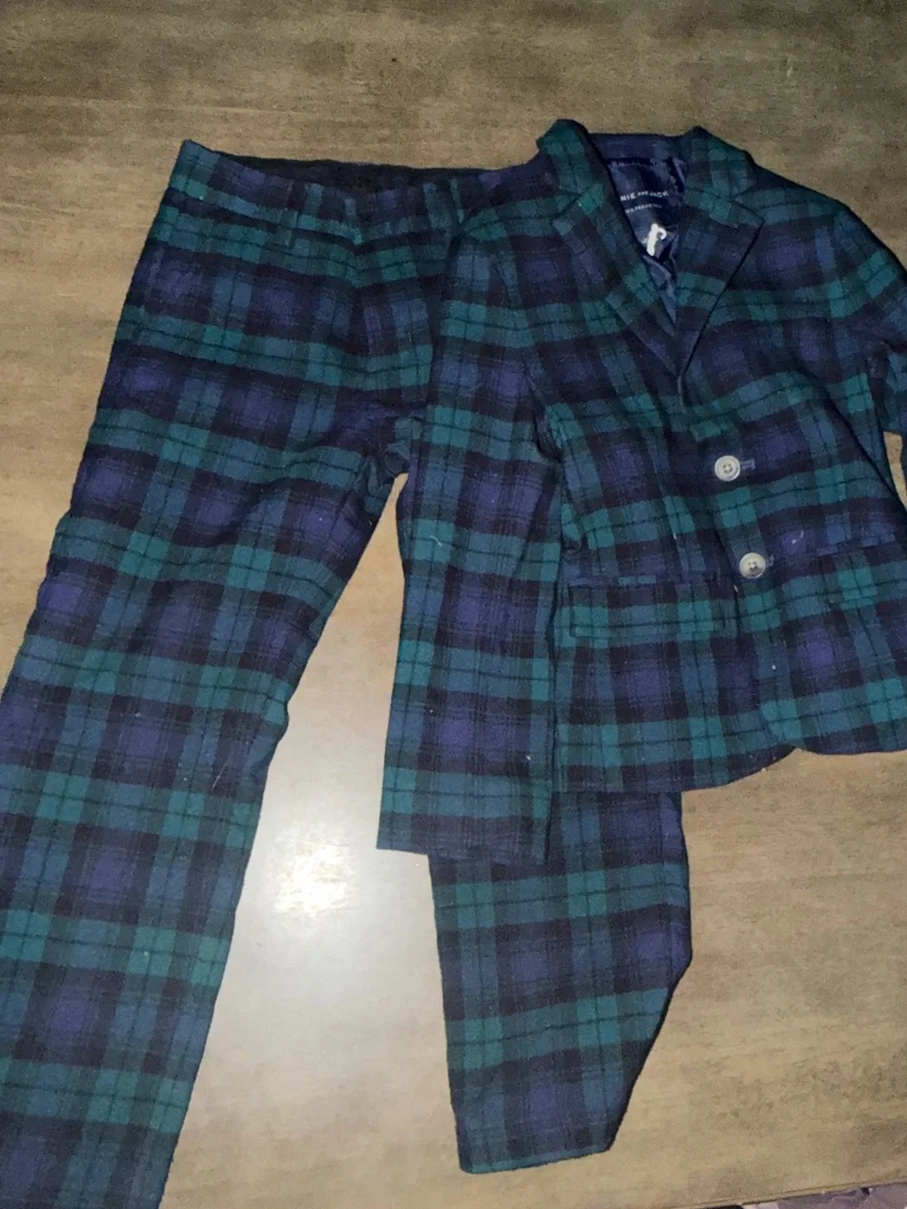 Janie and Jack 4 pcs holiday tarte pants shirt vest suits Navy Satin-Like Line